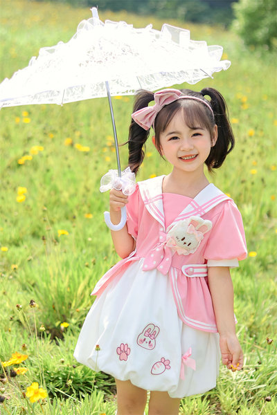 Оригинальное летнее платье, короткий рукав, детская одежда