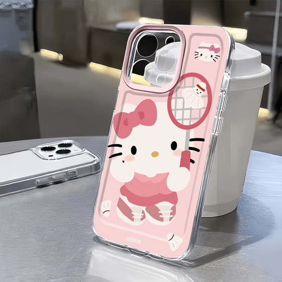 羽毛球kitty猫适用苹果16手机壳iPhone15promax新款13华为mate60荣耀200防摔12小米14透明vivox100oppo软k70