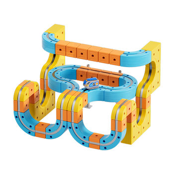 A variety of magical magnetic building blocks and track electric car toys