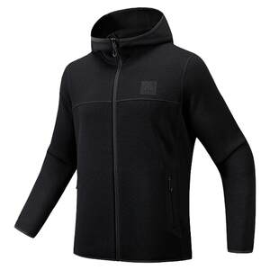 ANTA Thick Fleece Warm Jacket Sports Leisure Cardigan Jacket Men's Winter Velvet Thickened Windproof Hooded Top