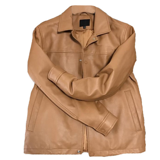 Next year's spring style is fresh! American single luxury Italian velvet goat leather male coach leather leather jacket
