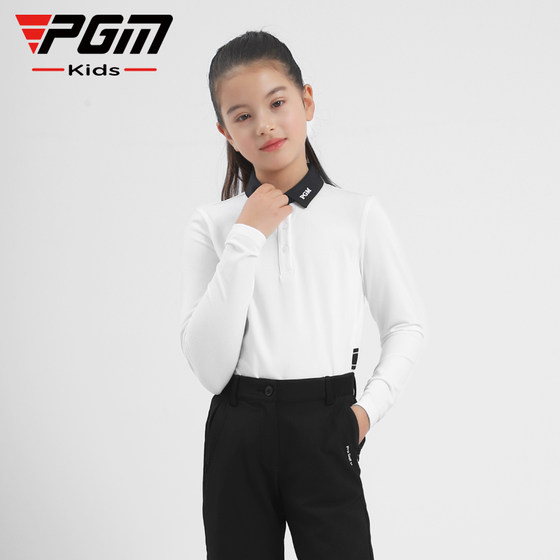 PGM女童高尔夫服装秋冬季儿童长袖T恤青少年亲肤运动面料衣服