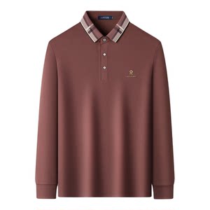 
Montagut long-sleeved T-shirt 26 spring new men's contrasting color Polo collar solid color light business T-shirt middle-aged wear Z