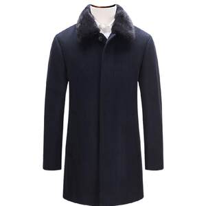 
Copper mink wool collar wool coat for men's mid-length thickened middle-aged men's business removable inner liner wool winter