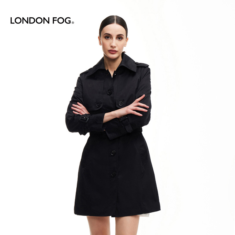 伦敦雾春季英伦风衣外套翻领单排约克插肩袖中长款气质休闲风衣女