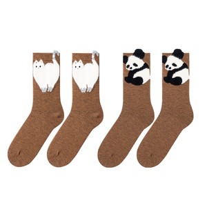 Cat wool socks Uamimori socks autumn and winter women's pile socks versatile white mid-calf socks cute long socks thick socks