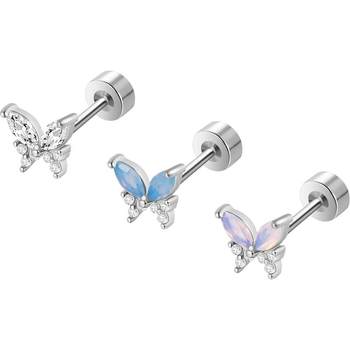 Medical titanium steel frosty style high-end butterfly earrings
