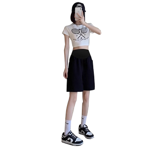 Cat man maternity shorts summer style with wide-leg thin 2023 new small base sports pants five-point pants
