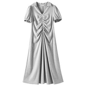尚 时 嫚 嫚 嫚 嫚 嫚 V -neck shows thin and feminine foreign dress in summer new figures