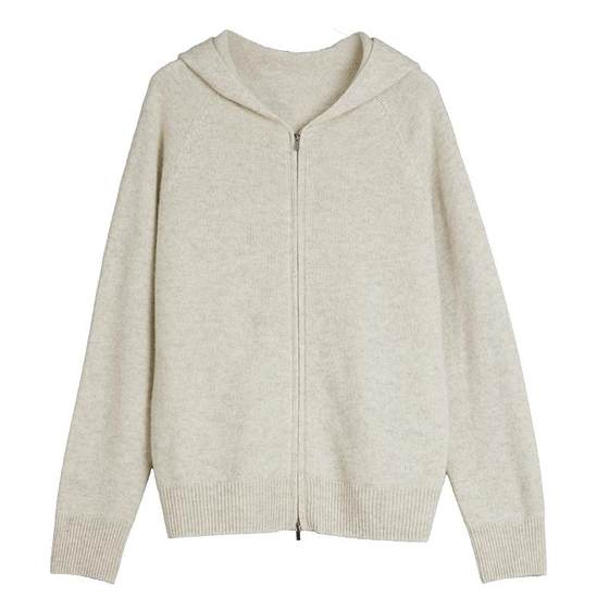 
[100% sheep wool] ELLE hooded sweater cardigan women's 2025 autumn new simple temperament wool sweater