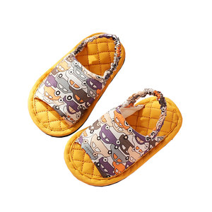 
Children 1-2-3 years old home pure cotton fabric bottom mute cartoon cute spring and autumn home indoor floor slippers