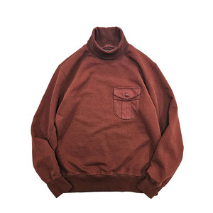 
Silibu retro high neck long sleeve T pullover short sweatshirt for men in autumn and winter inner wear windproof thick heavy non-rrl