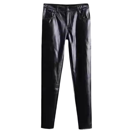 Men's windproof waterproof autumn and winter anti -cold trousers elastic tight black wear -resistant leather pants motorcycle ride pants