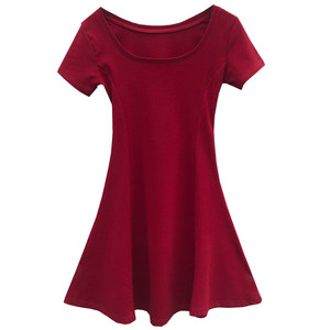 Sexy Hepburn Wind U -collar chest short -sleeved A -line dress Female summer new slimming thin waist short skirt