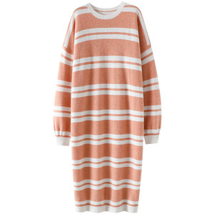 
Atmosphere outfit ~ Thickened round neck 100% pure cashmere sweater for women, long sweater, knitted dress pullover