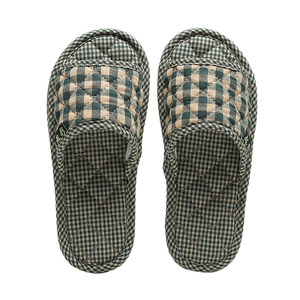 New cotton soft bottom men and women couples simple plaid home quiet cloth base house room slippers
