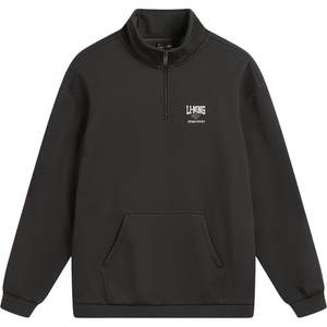 
Li Ning half-zip sweatshirt for men and women in autumn 2025 new couple hooded top American loose velvet sportswear