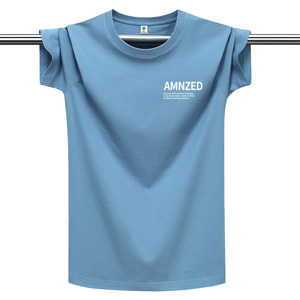 
100% pure cotton short-sleeved T-shirt for men in summer simple small-standard casual loose sports T-shirt round neck top trendy
