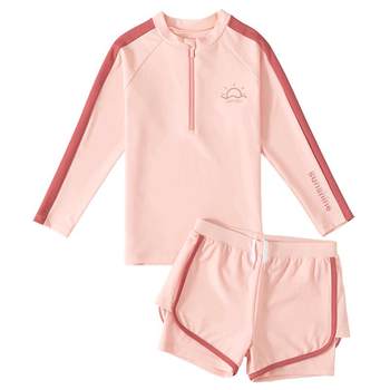 Yu Ke Girls Slim Sleeping Sleeve Sunscape Swimsuit
