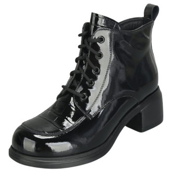 Forefoot widen large size women's shoes 41 to 43 autumn and winter new patent leather Martin boots thick heel short boots plus velvet women's boots cotton shoes