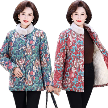 Middle -aged mother plus velvet thickened cotton jacket girl
