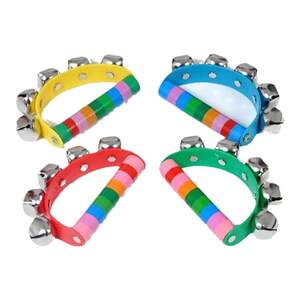 
Hand-ring bell musical instrument semicircle wooden leather hand-ring bells infant bell children Orff dance horse hoof bell