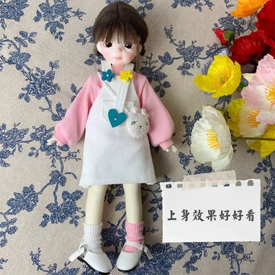 taobao agent BJD6 doll clothing 30 cm casual suspender skirt, a whole set of three points of sweet and cute style free shipping doll clothes