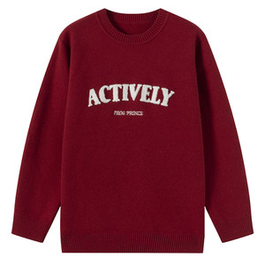 
Frog Prince children's clothing children's red sweater boys and girls spring and autumn style 2025 new pullover base knitted sweater