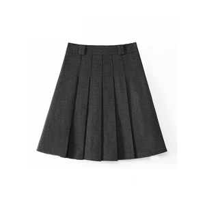 
Black and gray pleated skirt for women in autumn and winter plus size fat mm Berkeley skirt slimming belly-covering A-line midi skirt