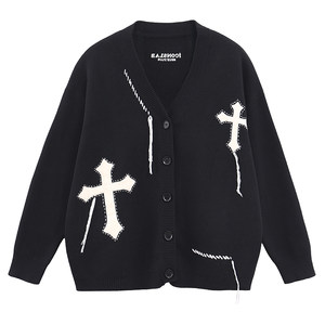
[Zhang Yunlei's same style]ics丨iconslabV-neck knitted cardigan cross jacquard sweater same style for men and women