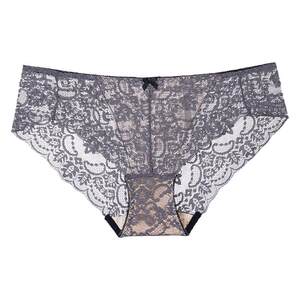 Sexy light luxury lace panties female pure cotton bottom gear, humidity, breathable sweats, antibacterial medium low waist flat trousers comfortable