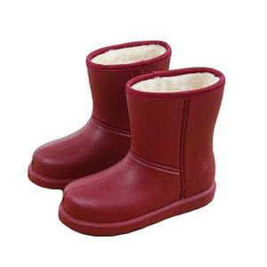 Rain -soaring female velvet non -slip water shoes thickened warm waterproof cotton and rain boots men's winter water boots integrated velvet thick soles