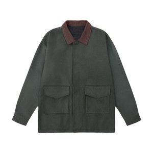 
Retro Army Green Workwear Windbreaker Jacket Women's 26 Spring Loose Design Contrast Lapel American Jacket