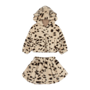 
Big Ear Elephant Girls' Plush Hooded Jacket Half Skirt New Winter Baoer Thickened Warmth Sweet Coldproof Suit
