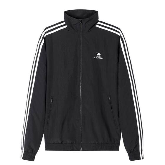 
Camel Campus Windbreaker Jacket Stand Collar Jacket Women's Men's Couple Spring Outdoor Sports Water-Repellent Black