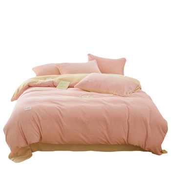 Milk velvet four -piece coral velvet orchid velvet quilt

