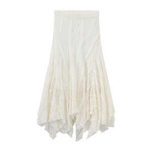 
[Same as nana] CUBIC bohemian style knitted lace splicing irregular skirt ES6015