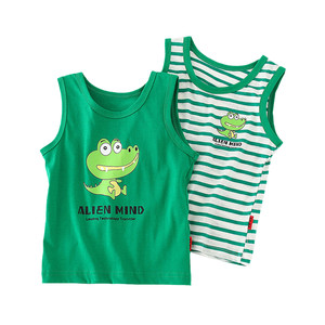 Children's pure cotton vests Summer children's clothing boys' striped sleeveless T -shirt baby workers thin skirt 2 pieces of summer 1337

