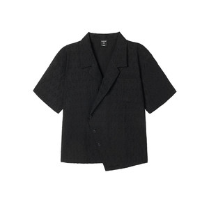 
Wayne Xavier loose large size men's lapel asymmetric placket jacquard short-sleeved blazer 9420