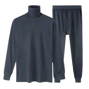 Men's pure cotton trunk pajamas suit long sleeve trousers solid color simple and versatile cotton home clothing underwear base shirt