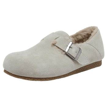 Bestu 2025 winter new style genuine leather plus velvet warm Birkenstocks snow boots furry shoes women's single shoes P8301DM5