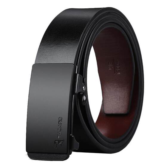 
Woodpecker belt for men genuine toothless inner wear automatic buckle belt fashionable business slot-free denim leather belt