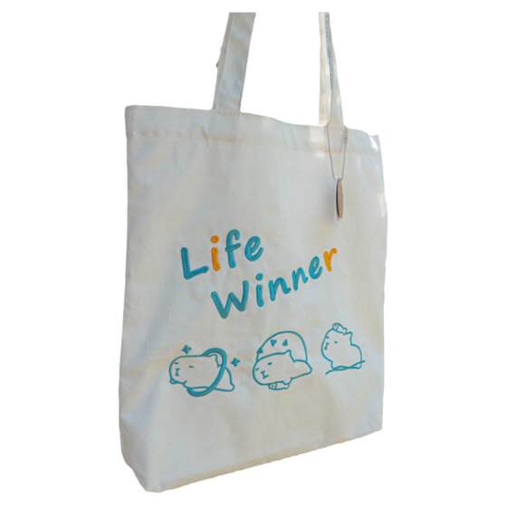 
Cotton Zoo Workplace Capybara Life Winner Kapibara Commuting Large Capacity Embroidered Shoulder Canvas Bag