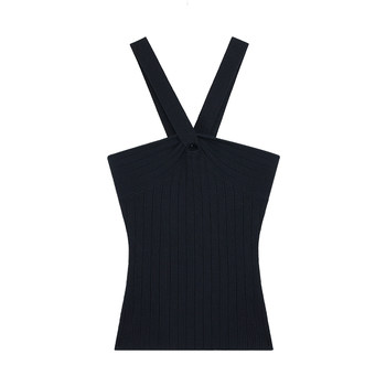 
pusumede self-focused pure hot girl knitted suspender vest female slim temperament sleeveless off-shoulder top