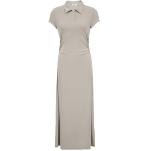 
ONLY2026 spring new soft and waxy skin-friendly elastic pleated waist skirt Polo collar long skirt dress for women