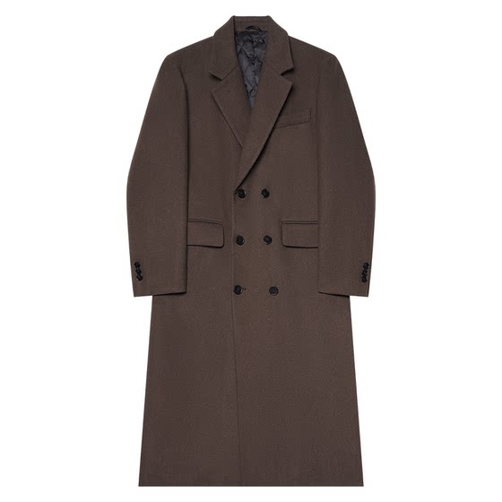 
w2x winter woolen woolen coat with goose down lining, men's long over-the-knee coat, old money style double-breasted windbreaker