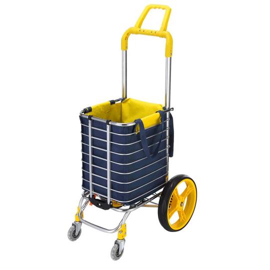 Carrello Pieghevole Con Ruote Carrello Pieghevole Per Trasporto - Manico Telescopico, Ruote, Scatola Rigida Nera - Per Spesa O Attrezzi Trolley - Foto 2