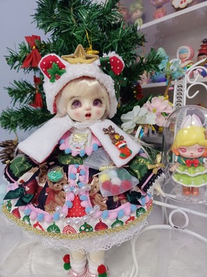 taobao agent Free shipping] BJD doll clothes 4 points 6 points, small cloth, small bear dress Christmas skirt 20 cm cotton doll instead