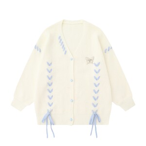 Goku available retro niche butterfly strap cardigan sweater men's tide brand loose couple sweater jacket