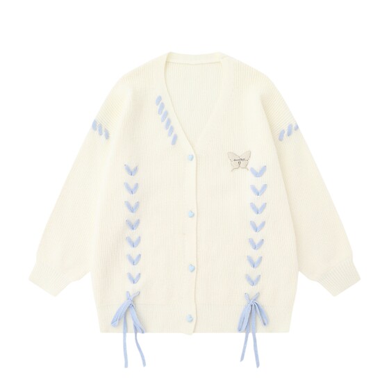 Goku available retro niche butterfly strap cardigan sweater men's tide brand loose couple sweater jacket